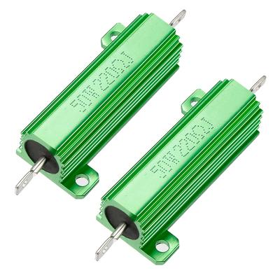50W 220 Ohm Aluminium Housing Chassis Mount Wirewound Power Resistor Green 2pcs