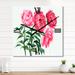 Designart 'Four Vintage Pink Peonies' Traditional wall clock