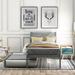 Nordic Twin size Platform Bed Wood Platform Bed with Trundle, Panel Headboard and Wooden Slats Support, No Box Spring Needed