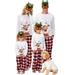 GRNSHTS Christmas Family Matching Pajamas Set Adult Kids Baby Deer Printed Tops+Plaid Pants Jammies Sleepwear Nightwear Pjs Set (White-Dad M)