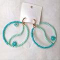 Free People Jewelry | Free People Nwt Among The Wildflowers Yin Yang Hoop Earrings Turquoise Green | Color: Blue/Green | Size: Os