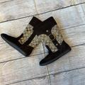 Coach Shoes | Coach Brown Suede & See Pattern Flat Calf Boots Has A Buckle On The Sides Sz 6 | Color: Brown | Size: 6