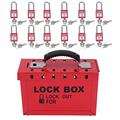 Lockout Box Padlock Set, Portable Safety Group Lockout Box with 12 Pcs 38mm Padlocks 24 Pcs Keys Safe Padlocks for Lock Out