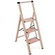 Tatkraft Up 3 Step Ladder, Foldable Kitchen Step with Safety Handrail and Wide Anti-Slip Steps, Holds up to 150 kgs, Made of Lightweight Aluminum with Woodgrain Coating, Ash Wood Scandinavian Style