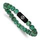 Chisel Stainless Steel Engravable Brushed Black Ip Plated With White Enamel Medical ID 8.5mm Dyed Green Stone Beaded Stretch Bracelet Jewelry Gifts for Women