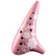 ZYCSKTL Idyllic Rose-relief Submarine-shaped Ocarina, Beginner's 12 Hole Alto C Flute Instrument, Artwork, Cloth Bag + Cleaning Stick + Mouthpiece Protector (Color : Pink, Size : 18 * 10 * 5cm)