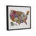 Stupell Industries United States Country Map Detailed Botanical State Flowers by Valentina Harper - Floater Frame Graphic Art on Canvas Canvas | Wayfair