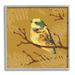 Stupell Industries Small Yellow Bird Perched Wildlife Animal Portrait - Floater Frame Graphic Art on Canvas in Brown/Green/Yellow | Wayfair