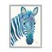 Stupell Industries Blue Zebra Stripes Wildlife Collage Portrait by Lisa Morales - Floater Frame Graphic Art on Canvas in Blue/White | Wayfair