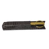 Everly Quinn Breeze Beige Italian Crocodile Leather Desk Organizer Leather in Gray/Yellow | 11.25 H x 2.75 W x 1.12 D in | Wayfair