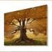 Winston Porter Majestic Oak Tree During Autumn - Unframed Painting on Wood in Brown/White/Yellow | 12 H x 20 W x 1 D in | Wayfair