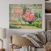 Winston Porter Path to the Enchanted Pink Forest II - Unframed Painting on Wood Metal in Brown/Green/Pink | 16 H x 32 W x 1 D in | Wayfair