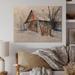Millwood Pines Old Abandoned Wooden House In Winter Picture - Unframed Painting on Wood in Blue/Brown/Red | 8 H x 12 W x 1 D in | Wayfair