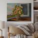 Winston Porter Still Life w/ Orange Flowers at the Window - Unframed Painting on Wood in Brown/Green/Orange | 8 H x 12 W x 1 D in | Wayfair