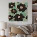 Red Barrel Studio® Black Daisy Flowers On Turquoise III - Painting on Wood in Black/Blue/Brown | 16 H x 16 W x 1 D in | Wayfair