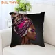 Juste de coussin imprimée portrait de femme de style africain taie d'oreiller décorative chambre à