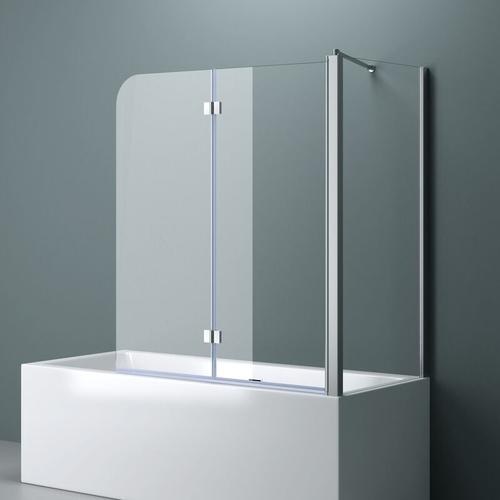 75x120x140cm Design-Duschwand für Badewanne Badewannenaufsatz Duschabtrennung 6mm