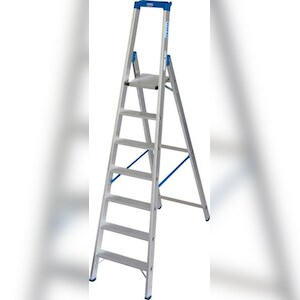 Krause Stufenstehleiter aus Aluminium, mit 2 Sicherheitsgurten, 7 Stufen Image