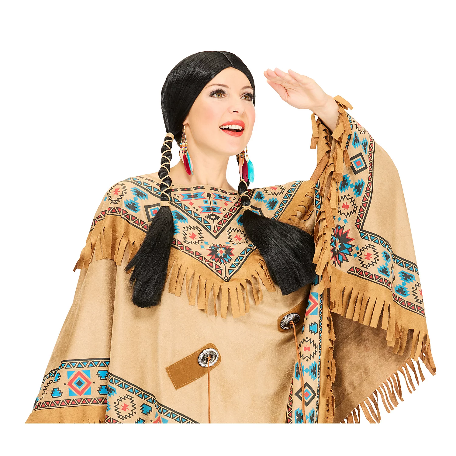Poncho Indianer, unisex, braun-color