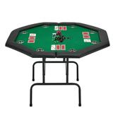 AVAWING Game Poker Table w/Stainless Steel Cup Holder Casino Leisure Table for 8 Players Green Felt