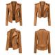 Tejiojio Clearance Jackets Women s Slim Leather Stand Collar Zip Motorcycle Suit Belt Coat Jacket Tops