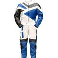 Shelter 333BL-4XL Motorcycle Riding Racing Track Suit with padding All Leather Drag Suit Blue - 4 Extra Large