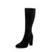 Juebong Knee High Motorcycle Boots Womens Chunky Heels Thigh High Boots Winter Lace Up Riding Low Heel Shoes Black 9