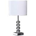 HomeRoots 461337 18 in. Modern Crystal Quatro Orb & Silver Metal Table Lamp White