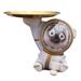 Multipurpose Pug Astronaut Statue Storage Tray Resin Home Decor Puppy Animal Sculpture Candy Dish Figurine for Desktop Bedroom