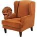 Wing Chair Slipcover Velvet Covers 2 Pieces Arm Chair Furniture Sofa SlipCovers for Living Room Bedroom (Flange Orange)