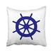 WinHome Square Throw Pillow Covers Navy Blue On White Coastal Decor Ship Wheel Pillowcases Polyester 18 X 18 Inch With Hidden Zipper Home Sofa Cushion Decorative Pillowcase