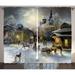 Country Decor Curtains 2 Panels Set Winter Landscape of a Western Town at Night in New World Rurals in Retro Style Art Print Deco Living Room Bedroom Accessories 108 X 84 Inches by Ambesonne