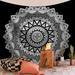 Mandala Wreath Design Linen Tapestry Flower Floral Medallion Peacock Bohemian Hippie Wall Tapestry Vintage Simplicity Wall Hanging Decor for Rooms