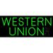 Green Western Union LED Neon Sign 10 x 24 - inches Black Square Cut Acrylic Backing with Dimmer - Bright and Premium built indoor LED Neon Sign for Defence Force.