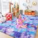 Lochas Soft Fluffy Rainbow Rugs Shaggy Colorful Carpet Plush Area Rug for Living Room Bedroom Nursery Kids Girls Playroom Rugs Home Decor Mat 4 x6 Purple&Blue