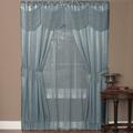 Woven Trends Halley 6 Piece Window Curtain Set Victorian Style Curtains 63 Inches Long Window In A Bag Curtain and Valance Set for Living Room and Bedroom Rod Pocket 56 x 63 Light Blue