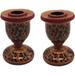 India Meets India Christmas Handmade Papier Mache Candlestick Stand Set of 2 Pillar Candle Holder Best for Gifting Made by Awarded Indian Artisans (Maroon)