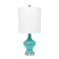 Paseo Table Lamp with White Fabric Shade Teal