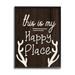 Stupell Industries Happy Place Calligraphy Camping Theme Antlers 11 x 14 Design by Lil Rue