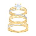 14ct Two tone Gold CZ Cubic Zirconia Simulated Diamond Greek Key His & Hers Trio Ring Set Measures 6.5mm Long Jewelry Gifts for Women