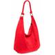 Women Soft Slouch Genuine Italian Suede Light Weight Large Shopper Tote Handbag With Ring Buckle Handle (Red)