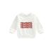 Canrulo Infant Baby Boy Girl Thanksgiving Clothes Funny Letter Print Sweatshirt Tops Fall Winter Pullover Sweater White 6-9 Months