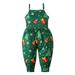 Canrulo Toddler Baby Girls Christmas Romper Santa Elk Print Sleeveless Spaghetti Straps Jumpsuit Bodysuit Overalls Pants Green Present 5-6 Years