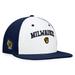 Men's Fanatics Branded White/Navy Milwaukee Brewers Iconic Color Blocked Fitted Hat