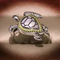 Bague en argent regardé 925 pour femmes et hommes bague de tortue animale bijoux remplis cadeaux