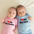 Body en coton à manches courtes pour bébé fille et garçon vêtement amusant I Love My Big Sister