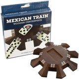 Brybelly Mexican Train Dominoes Wooden Centerpiece â€“ Smooth Dark Oak Hub Accessory with 8 Standard Size 1â€� x 2â€� Domino Slots â€“ Ages 8+ 2-8 Players for Double 12 Sets â€“ Great for Family Game Night