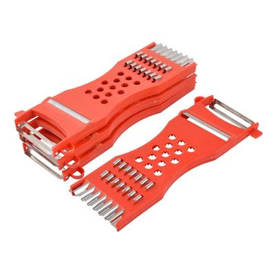 Plastic Frame Vegetable Slicer Peeler Shredder Red Silver Tone 4pcs - Red,Silver Tone