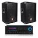 2 Rockville RSG8 8â€� 300W Passive DJ/PA Speakers+Technical Pro RX55URIBT Receiver