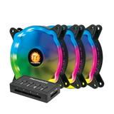 Thermaltake 120mm RGB Silent Case Fan with ARGB Controlling Hub Sync Effect 20 Modes 34.24 CFM 1300RPM 3 Packs